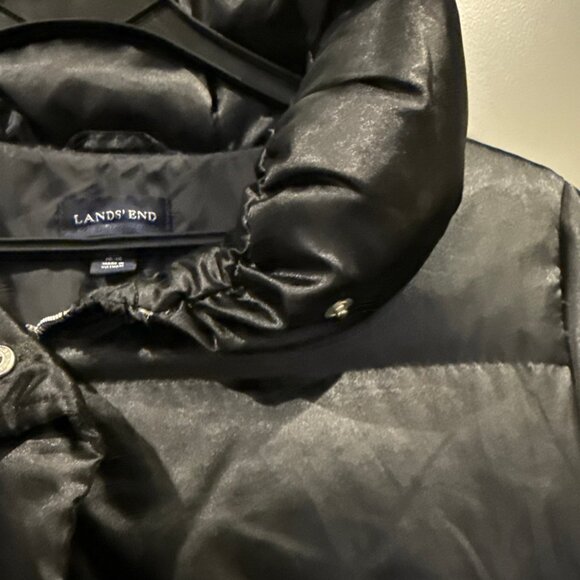 Land's End, Ladies Black, Angel Goose Down Long Coat, Size Medium 10-12 - Picture 3 of 10